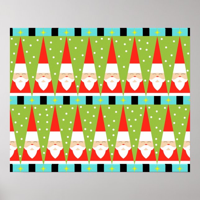 Retro Geometric Santa Poster (Front)