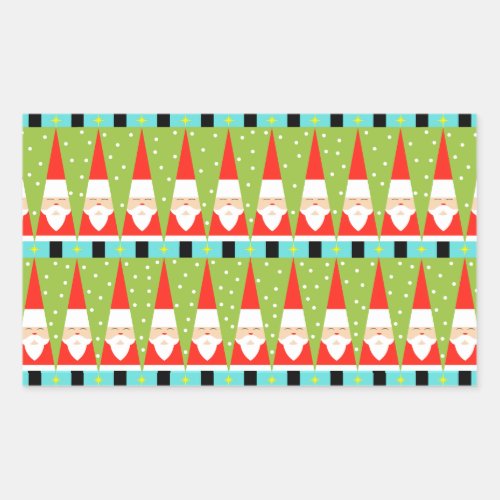 Retro Geometric Santa Rectangle Stickers