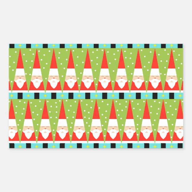 Retro Geometric Santa Rectangle Stickers (Front)