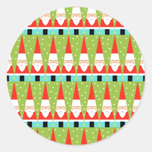 Retro Geometric Santa Round Stickers