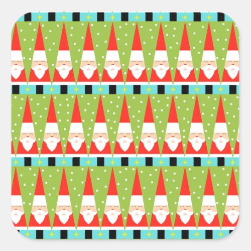 Retro Geometric Santa Square Stickers