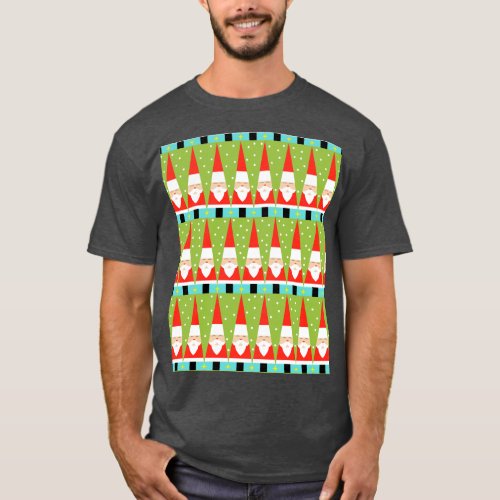 Retro Geometric Santa T_Shirt