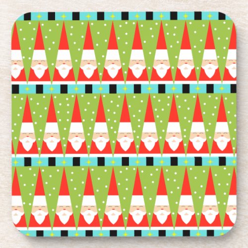 Retro Geometric Santa Table Hard Plastic Coasters