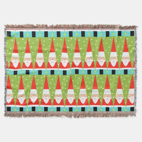 Retro Geometric Santa Throw Blanket