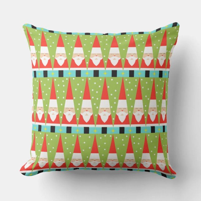 Retro Geometric Santa Throw Pillow (Front)