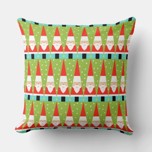 Retro Geometric Santa Throw Pillow