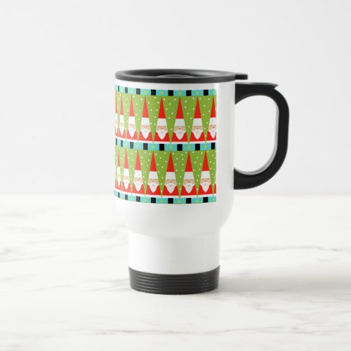 Retro Geometric Santa Travel Mug