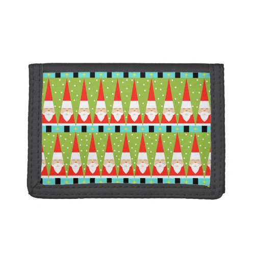 Retro Geometric Santa Trifold Nylon Wallet