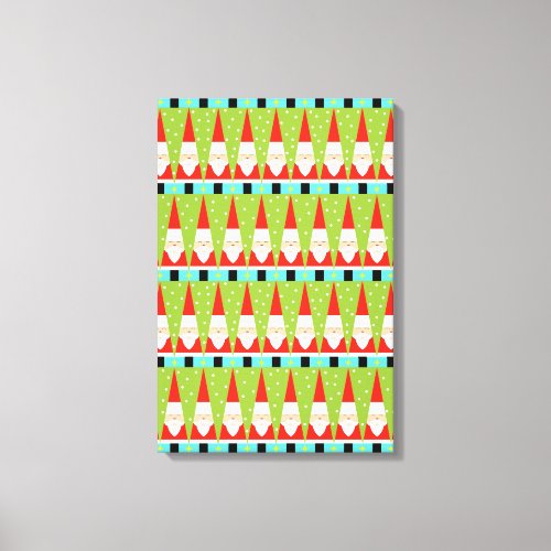 Retro Geometric Santa Wrapped Canvas