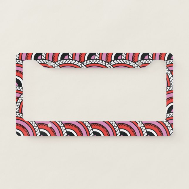Retro Geometric Seamless Pattern License Plate Frame (Front)