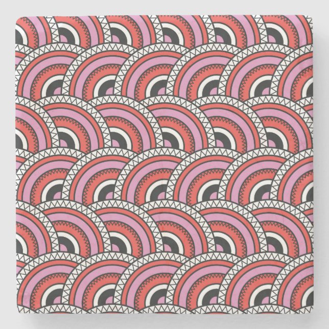 Retro Geometric Seamless Pattern Stone Coaster (Front)