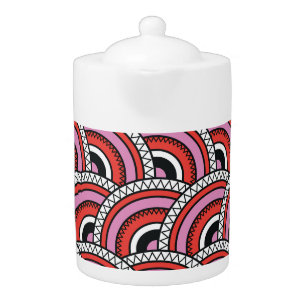 Retro Geometric Seamless Pattern Teapot