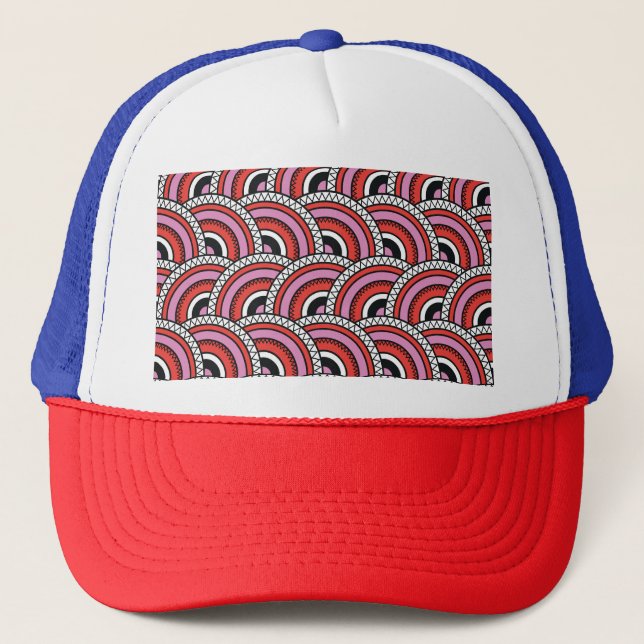 Retro Geometric Seamless Pattern Trucker Hat (Front)