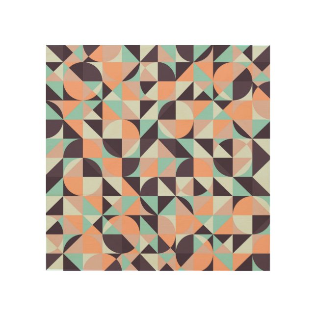 Retro geometric, seamless vintage background wood wall art (Front)