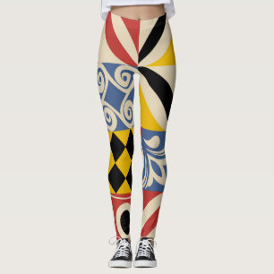 Retro geometric shapes: Azulejos tiles. Leggings