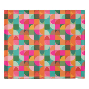 Retro Geometric Shapes Colorful Abstract Pattern Duvet Cover