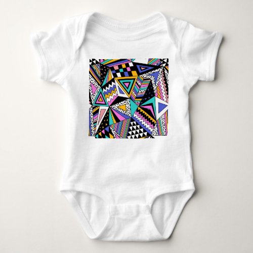 Retro Geometric Shapes Colorful Vintage Baby Bodysuit