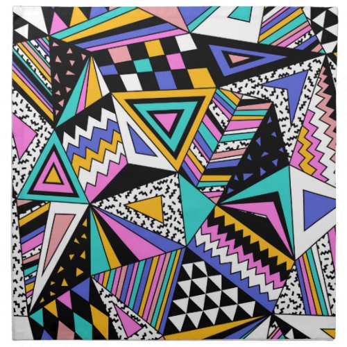 Retro Geometric Shapes Colorful Vintage Cloth Napkin