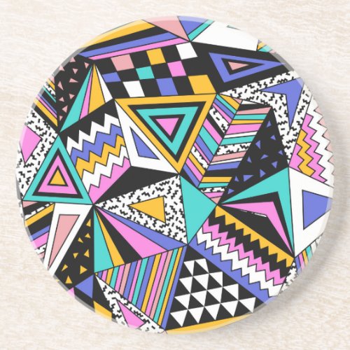 Retro Geometric Shapes Colorful Vintage Coaster