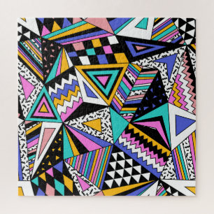 Retro Geometric Shapes: Colorful Vintage. Jigsaw Puzzle