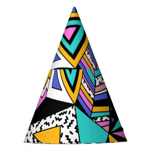 Retro Geometric Shapes: Colorful Vintage. Party Hat