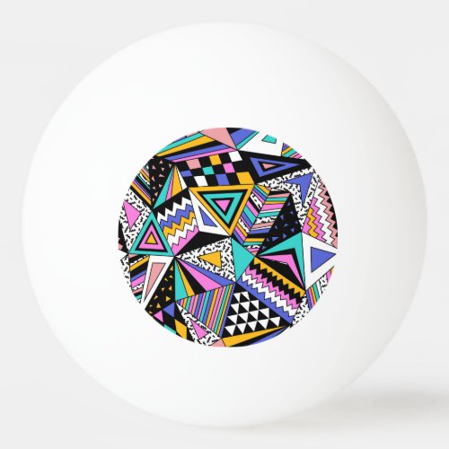 Retro Geometric Shapes Colorful Vintage Ping Pong Ball