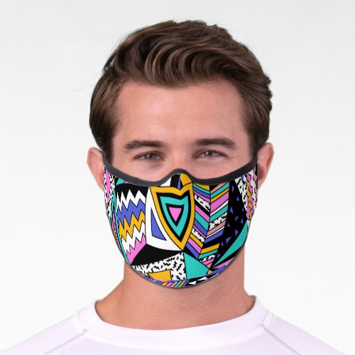 Retro Geometric Shapes Colorful Vintage Premium Face Mask