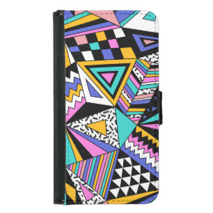 Retro Geometric Shapes: Colorful Vintage. Samsung Galaxy S5 Wallet Case