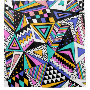 Retro Geometric Shapes: Colorful Vintage. Shower Curtain