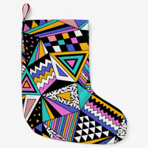 Retro Geometric Shapes: Colorful Vintage. Small Christmas Stocking