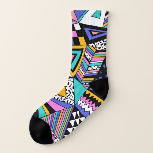 Retro Geometric Shapes Colorful Vintage Socks