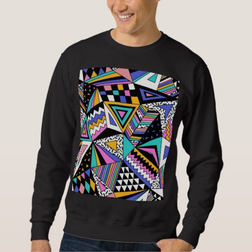 Retro Geometric Shapes Colorful Vintage Sweatshirt