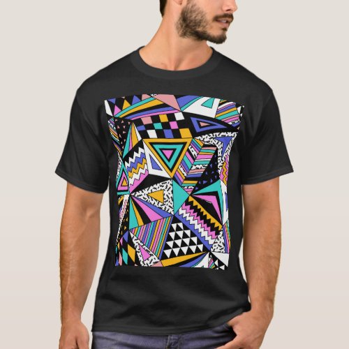 Retro Geometric Shapes Colorful Vintage T_Shirt