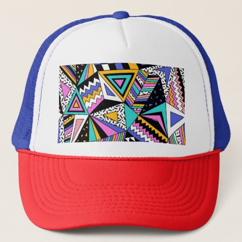 Retro Geometric Shapes Colorful Vintage Trucker Hat