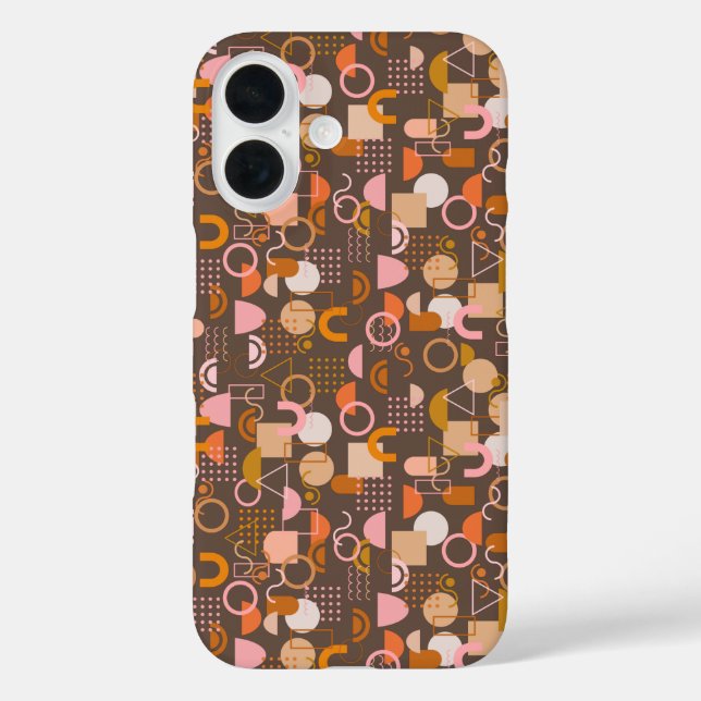 Retro Geometric Shapes in Brown Pink and Orange Case-Mate iPhone Case (Back)