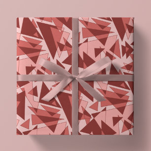 Retro Geometric Shapes in Pink, Coral & Red Wrapping Paper Sheets