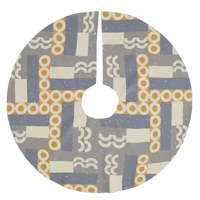 Retro geometric shapes, modern pattern brushed polyester tree skirt (Front)