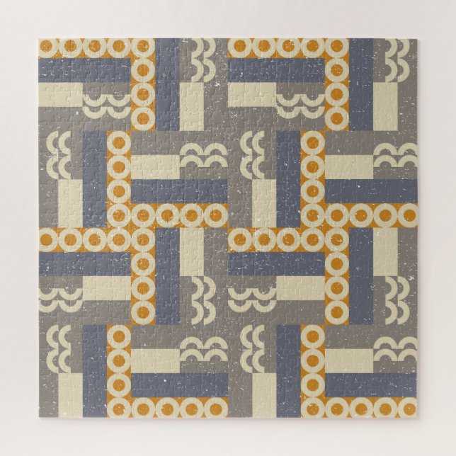Retro geometric shapes, modern pattern jigsaw puzzle (Vertical)