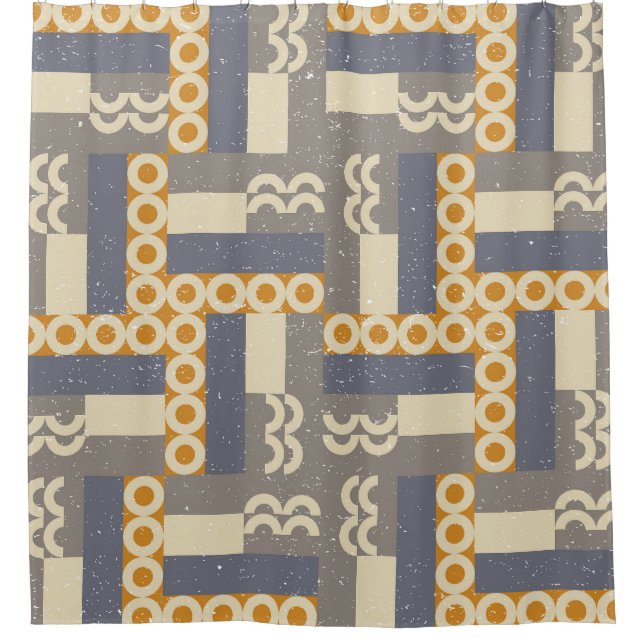 Retro geometric shapes, modern pattern shower curtain (Front)