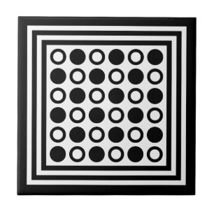 Retro Geometric Square & Dot Pattern Ceramic Tile