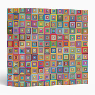 Retro Geometric Square Tile Pattern 3 Ring Binder
