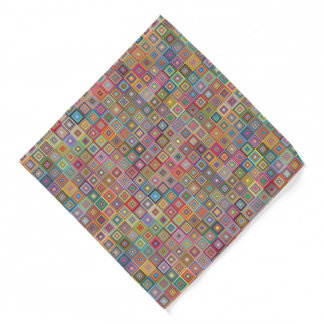 Retro Geometric Square Tile Pattern Bandana