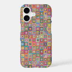 Retro Geometric Square Tile Pattern iPhone 17 Case