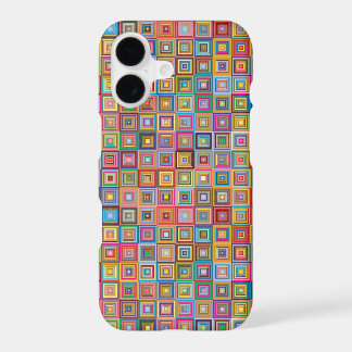 Retro Geometric Square Tile Pattern iPhone 17 Case