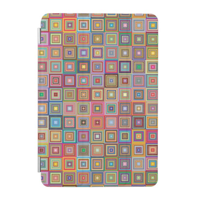 Retro Geometric Square Tile Pattern iPad Mini Cover (Front)