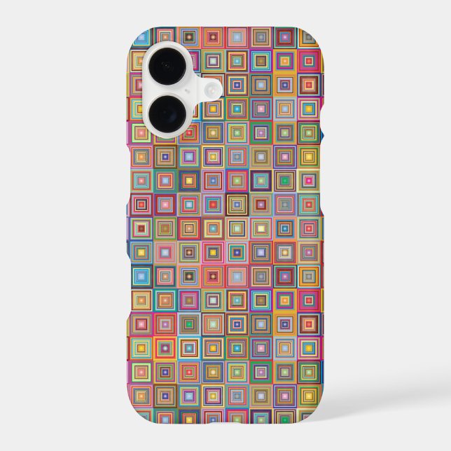 Retro Geometric Square Tile Pattern Iphone Case (Back)