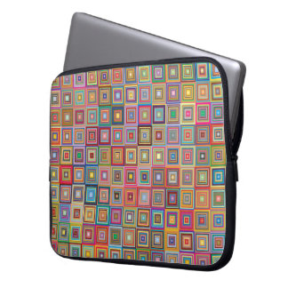 Retro Geometric Square Tile Pattern Laptop Sleeve