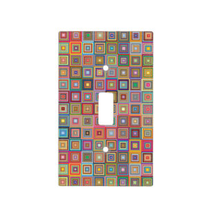 Retro Geometric Square Tile Pattern Light Switch Cover