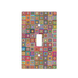 Retro Geometric Square Tile Pattern Light Switch Cover