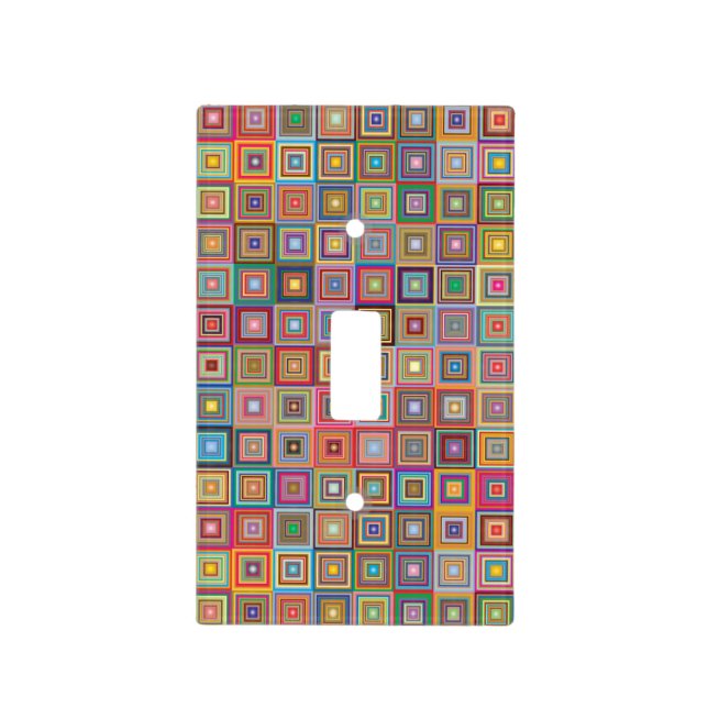 Retro Geometric Square Tile Pattern Light Switch Cover (Front)